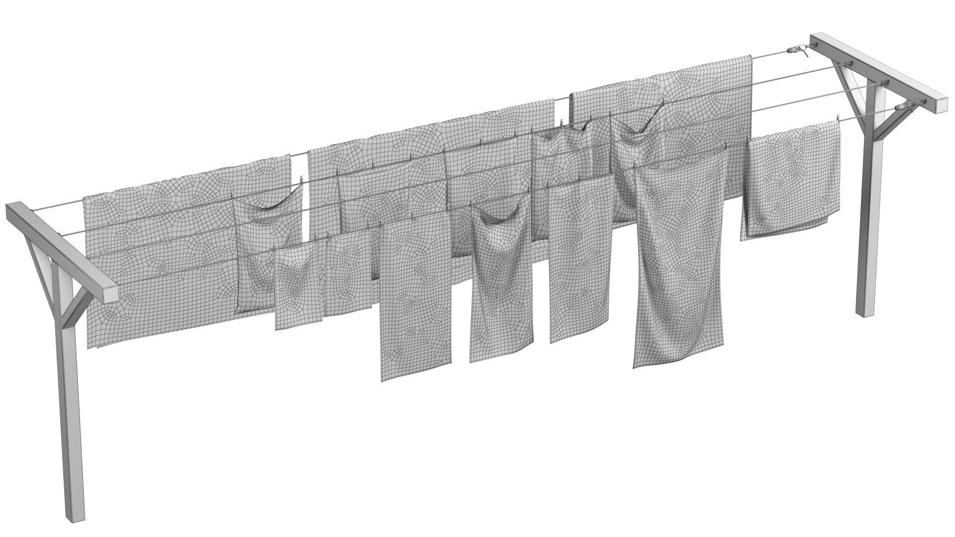 Clothes Line Low-poly 3D model_23