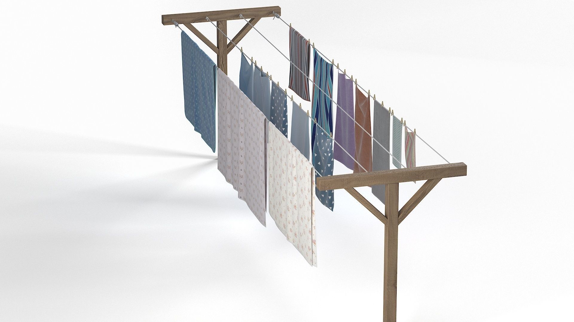 Clothes Line Low-poly 3D model_5
