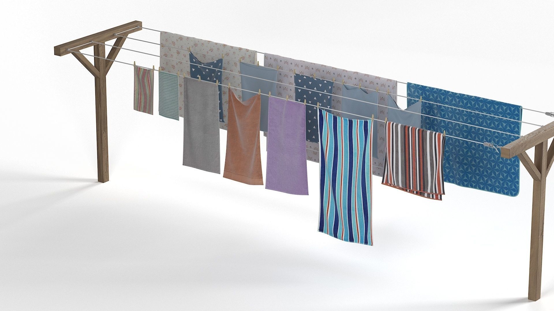 Clothes Line Low-poly 3D model_11