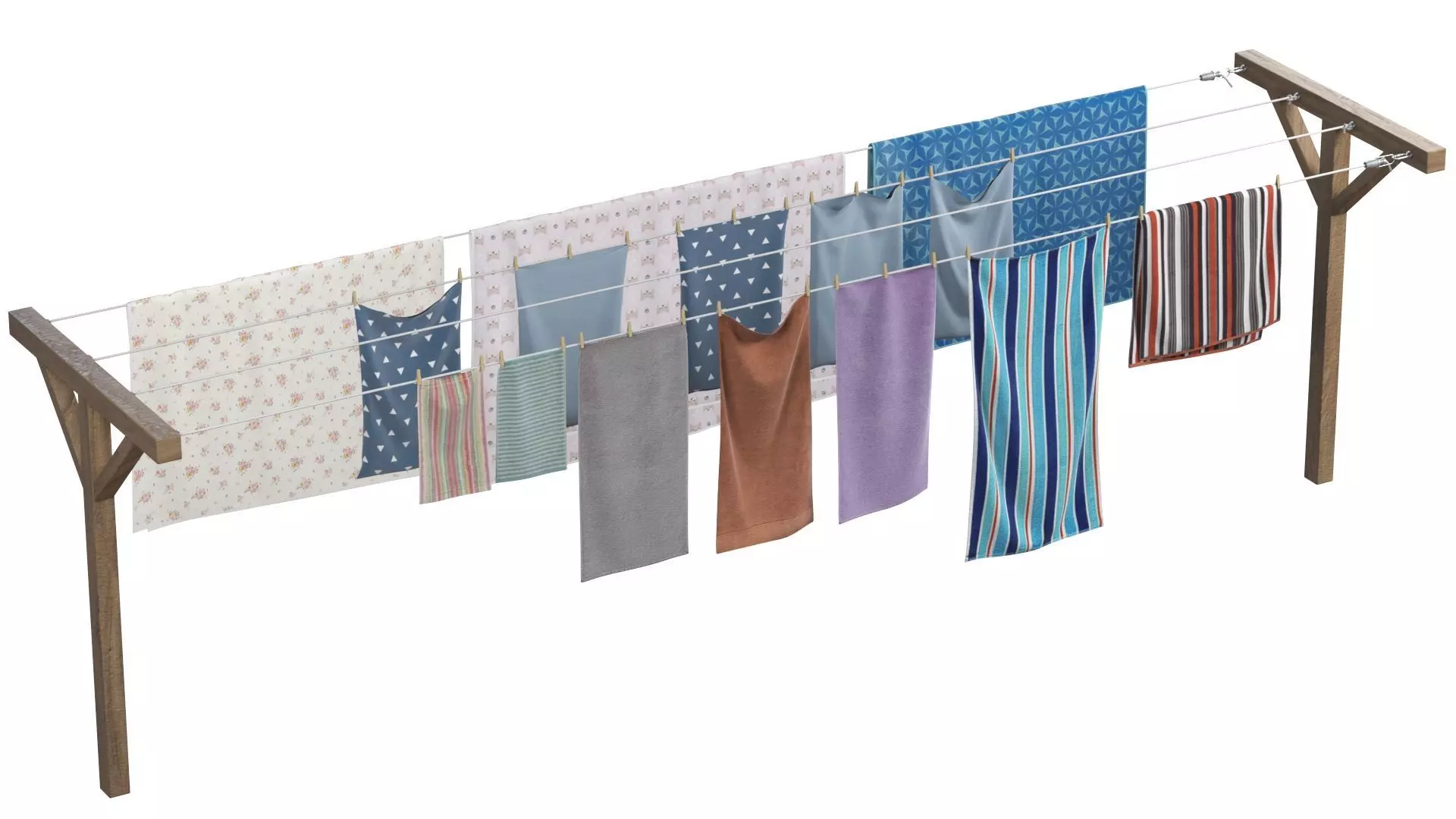 Clothes Line Low-poly 3D model_0