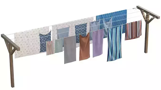 Clothes Line Low-poly 3D model