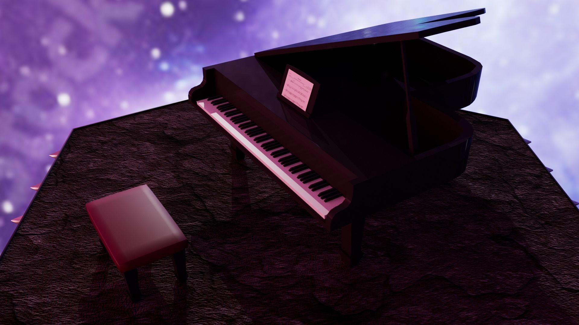Piano Low-poly 3D model_16