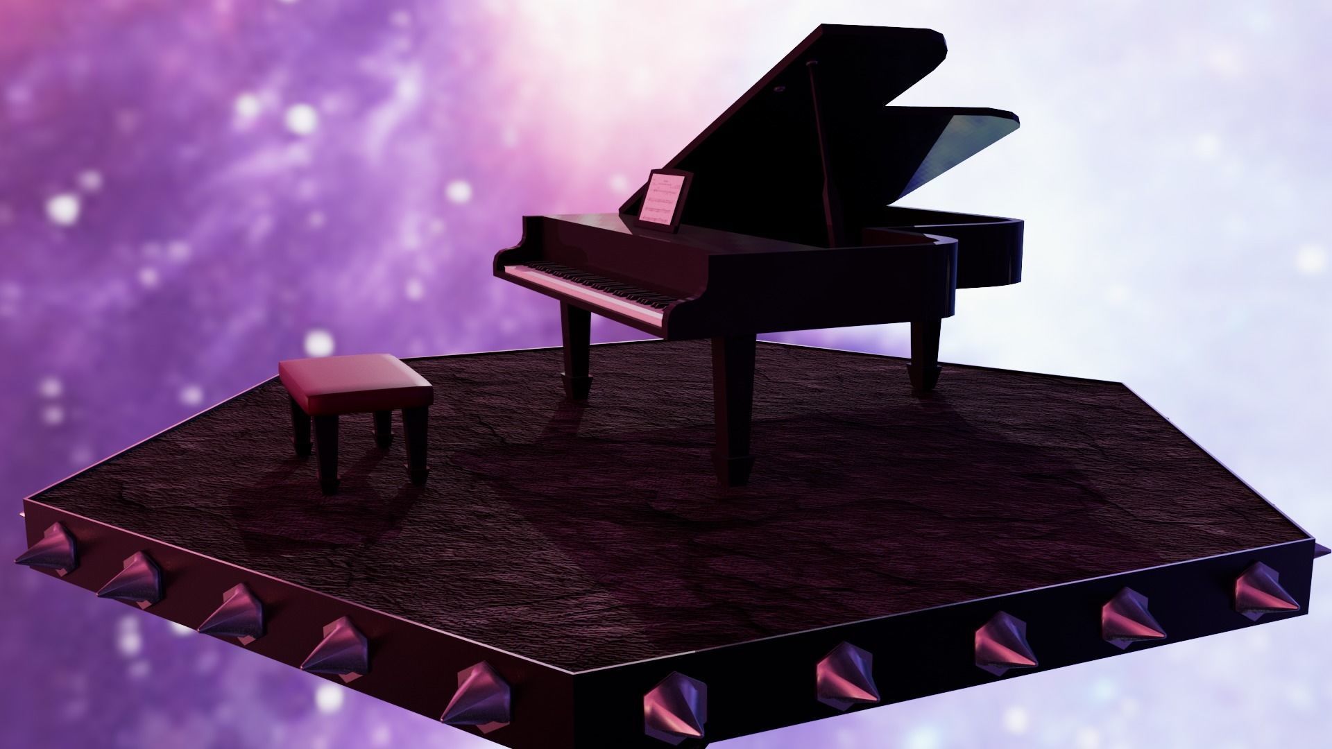 Piano Low-poly 3D model_1