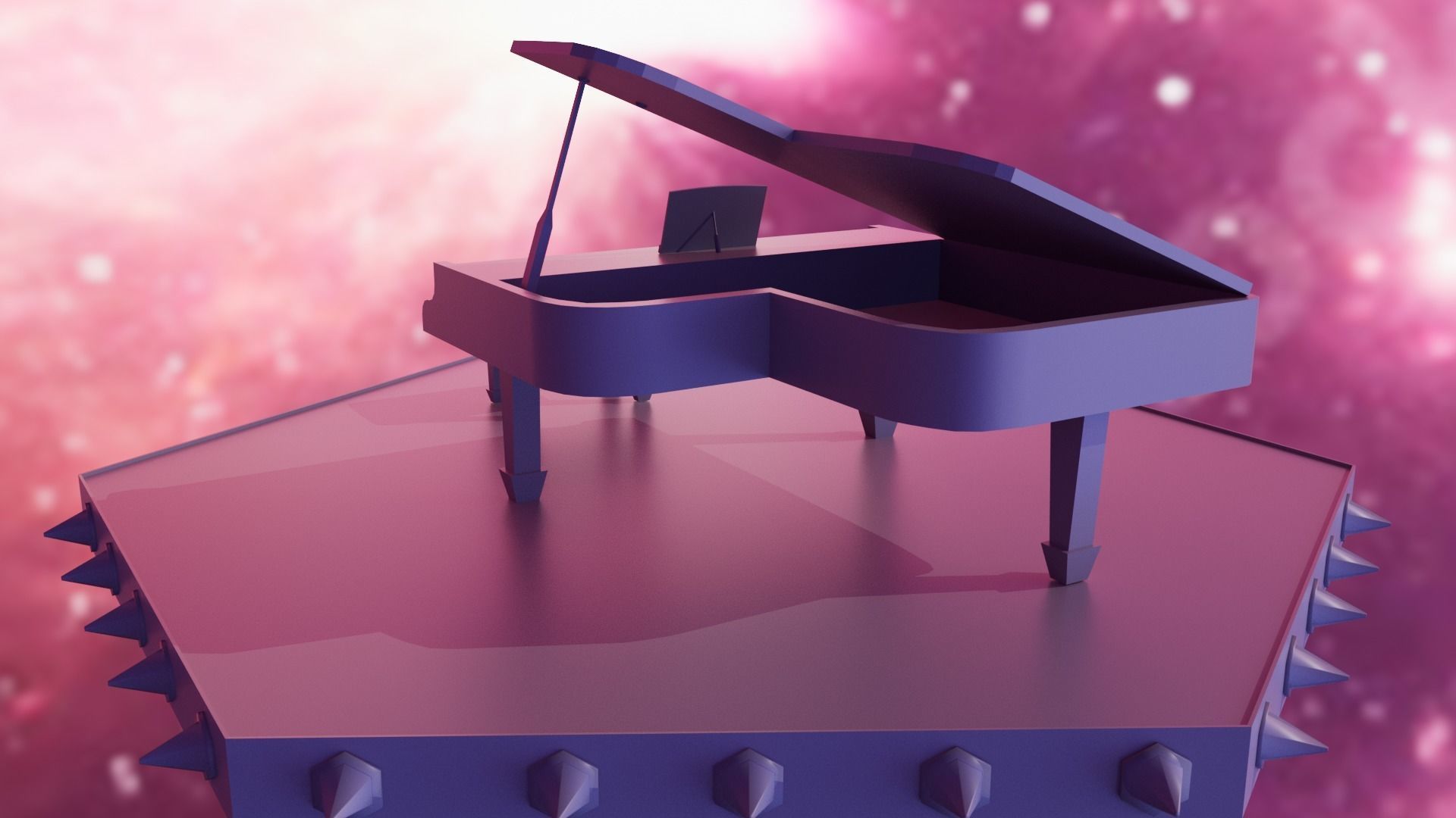 Piano Low-poly 3D model_34