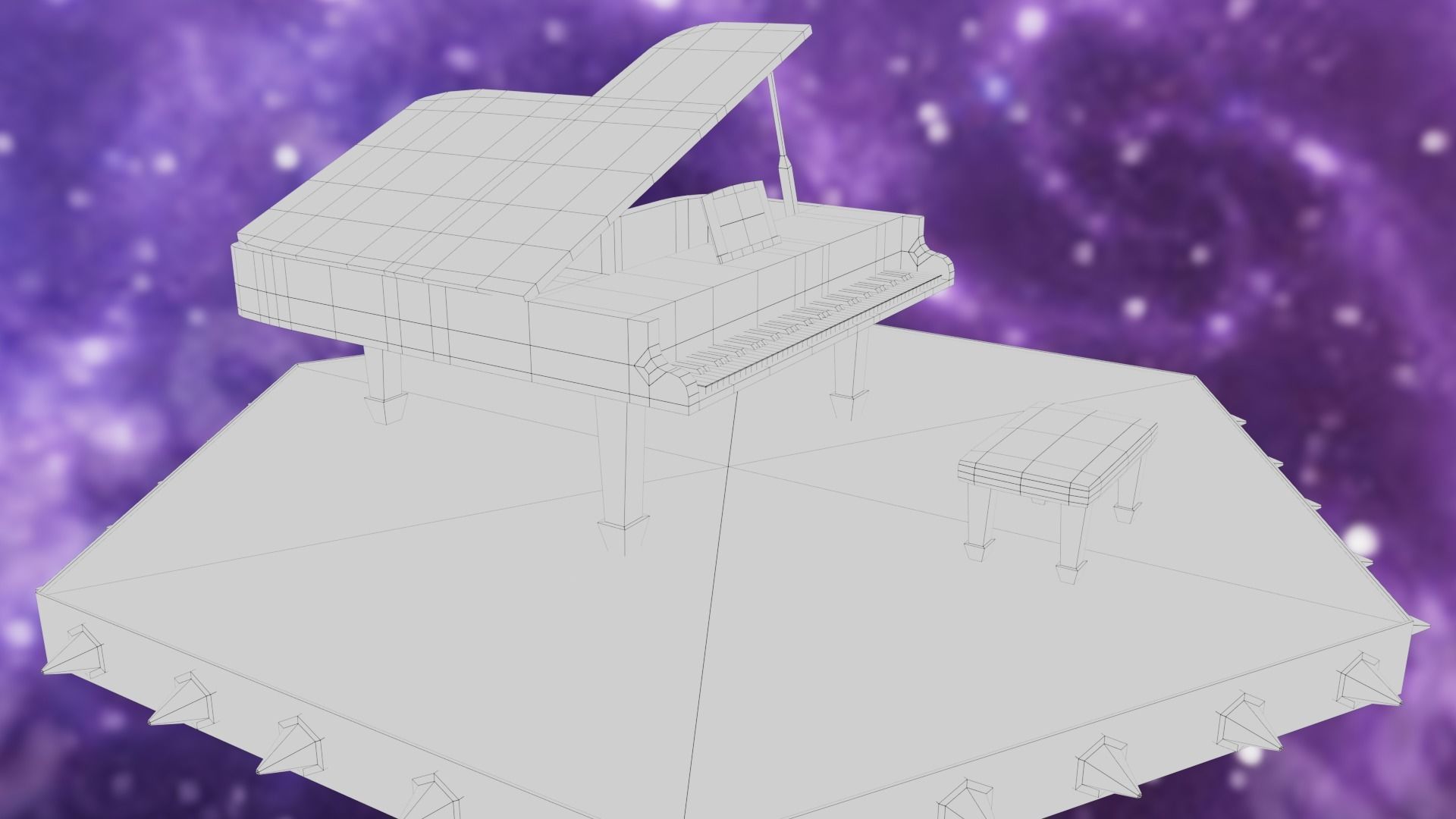 Piano Low-poly 3D model_39