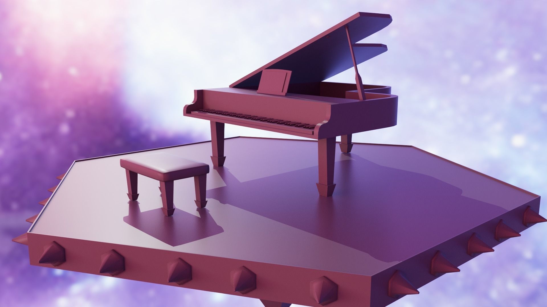 Piano Low-poly 3D model_30