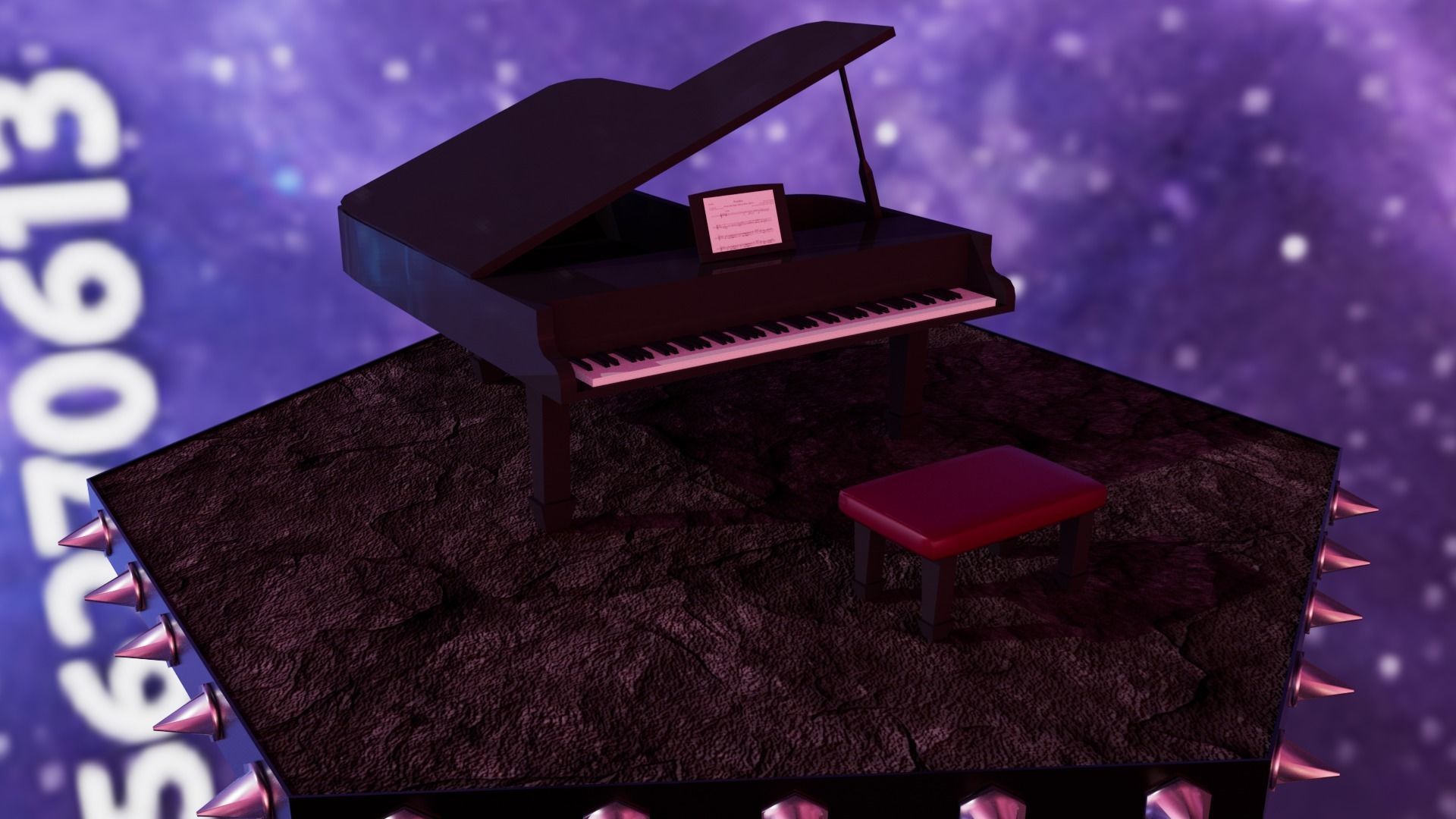Piano Low-poly 3D model_9