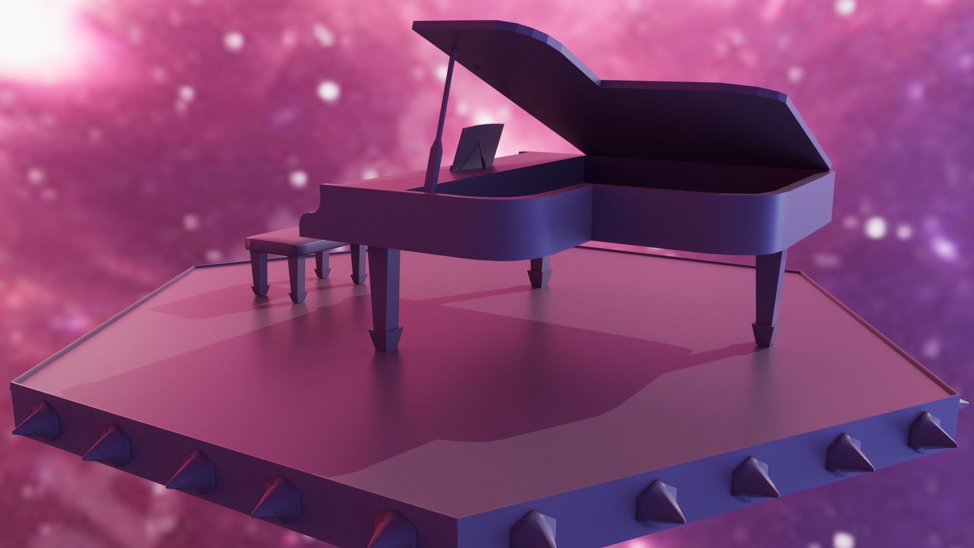 Piano Low-poly 3D model_33