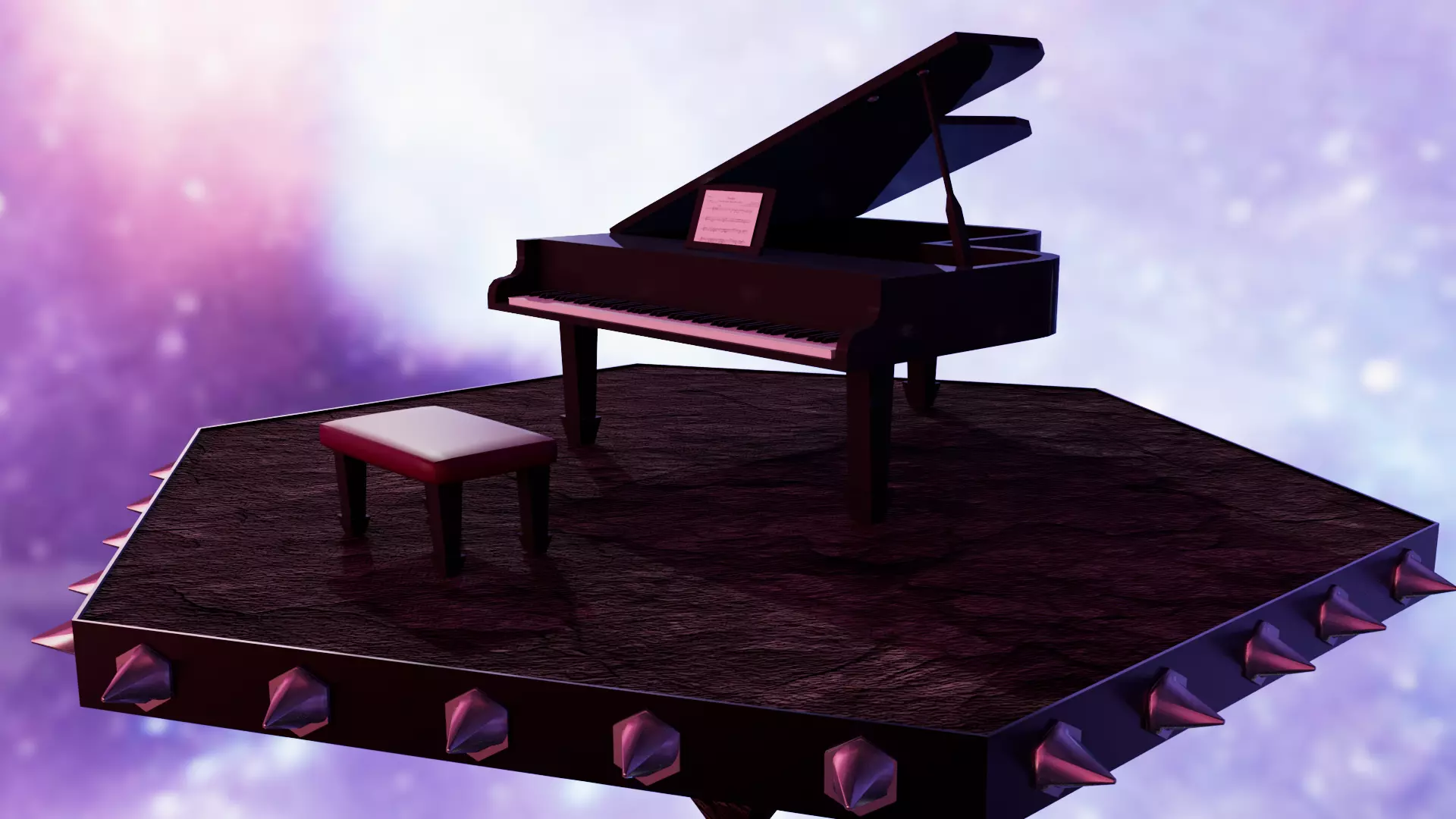 Piano Low-poly 3D model_0