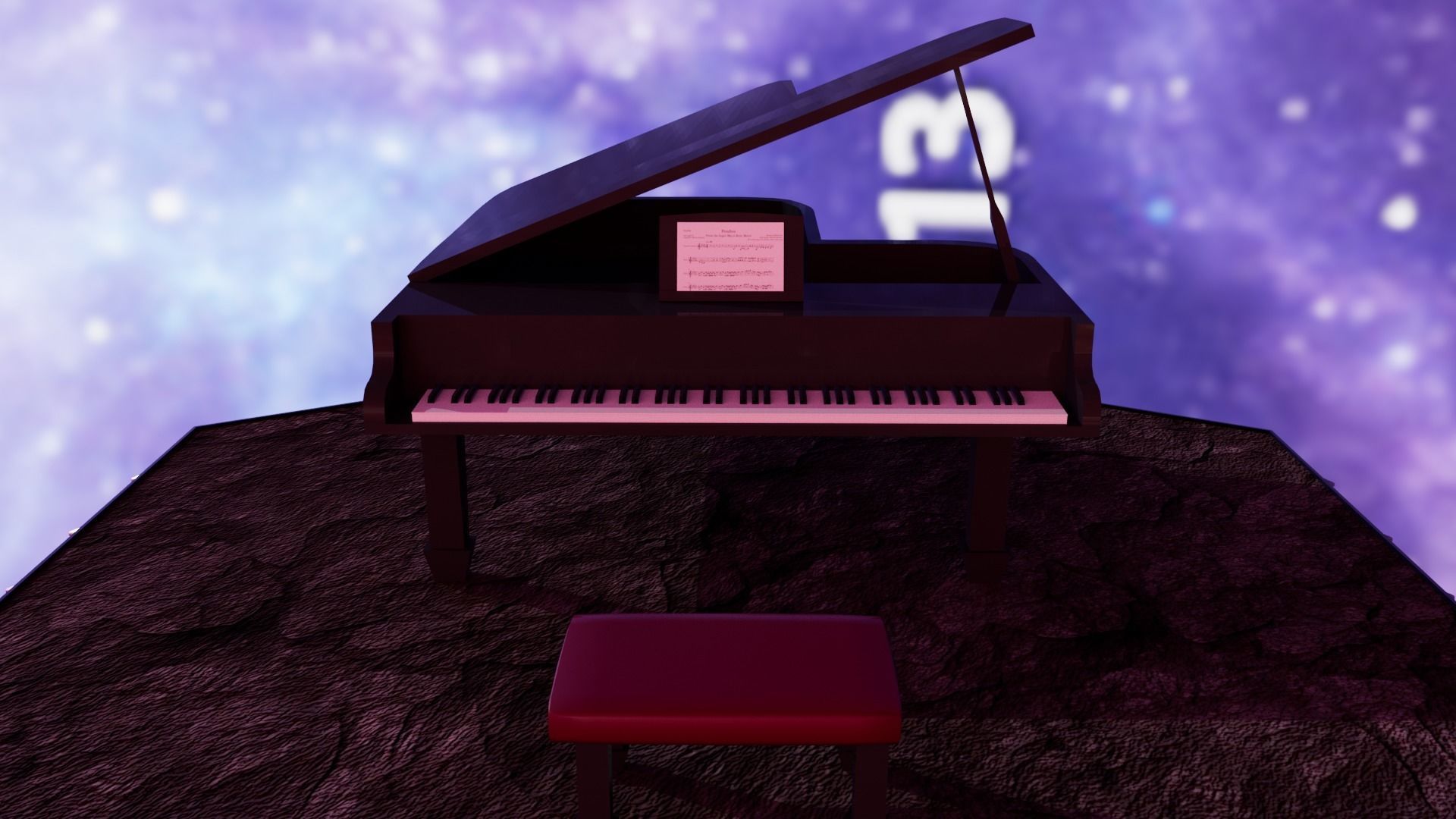 Piano Low-poly 3D model_11