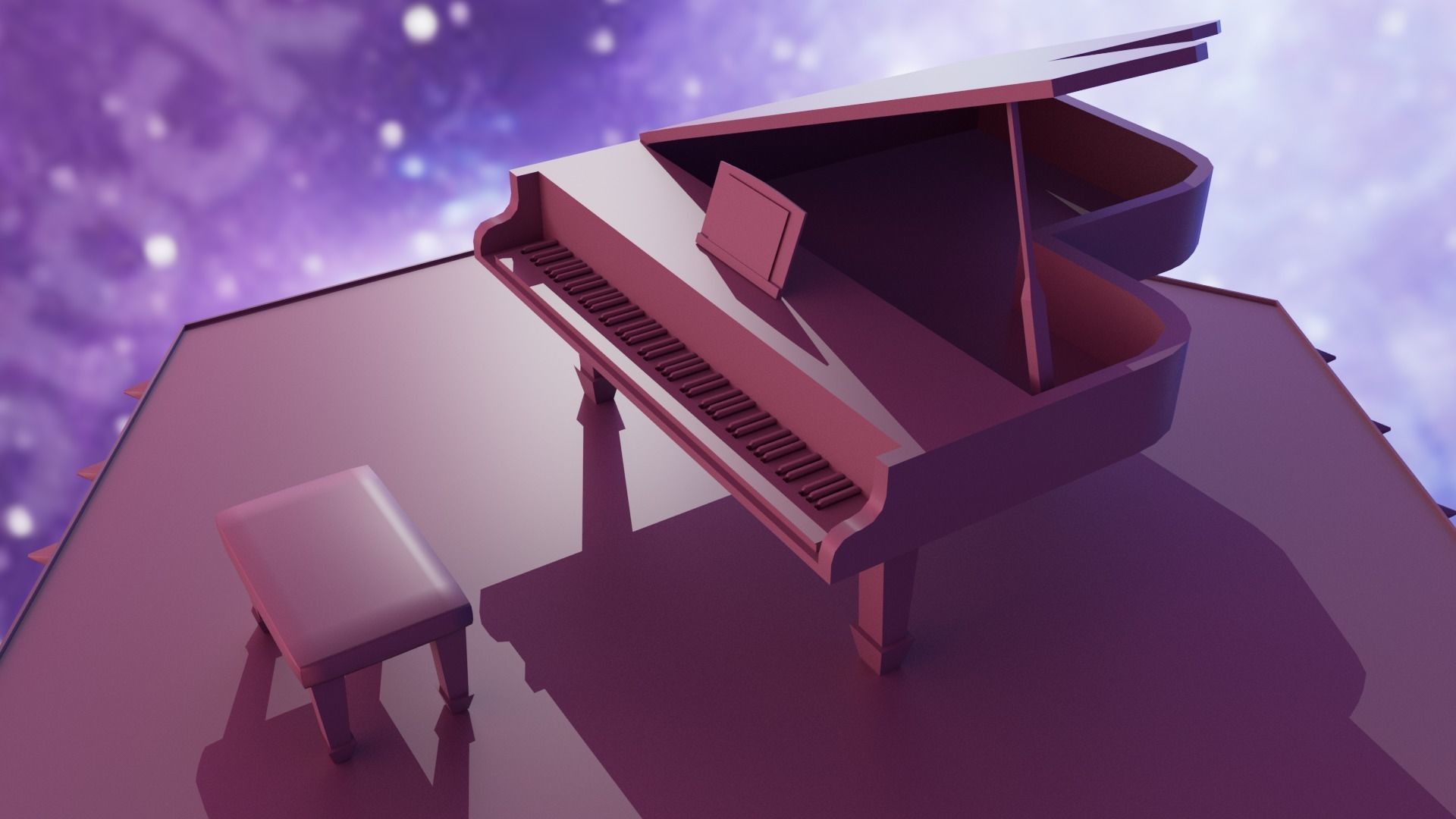 Piano Low-poly 3D model_28