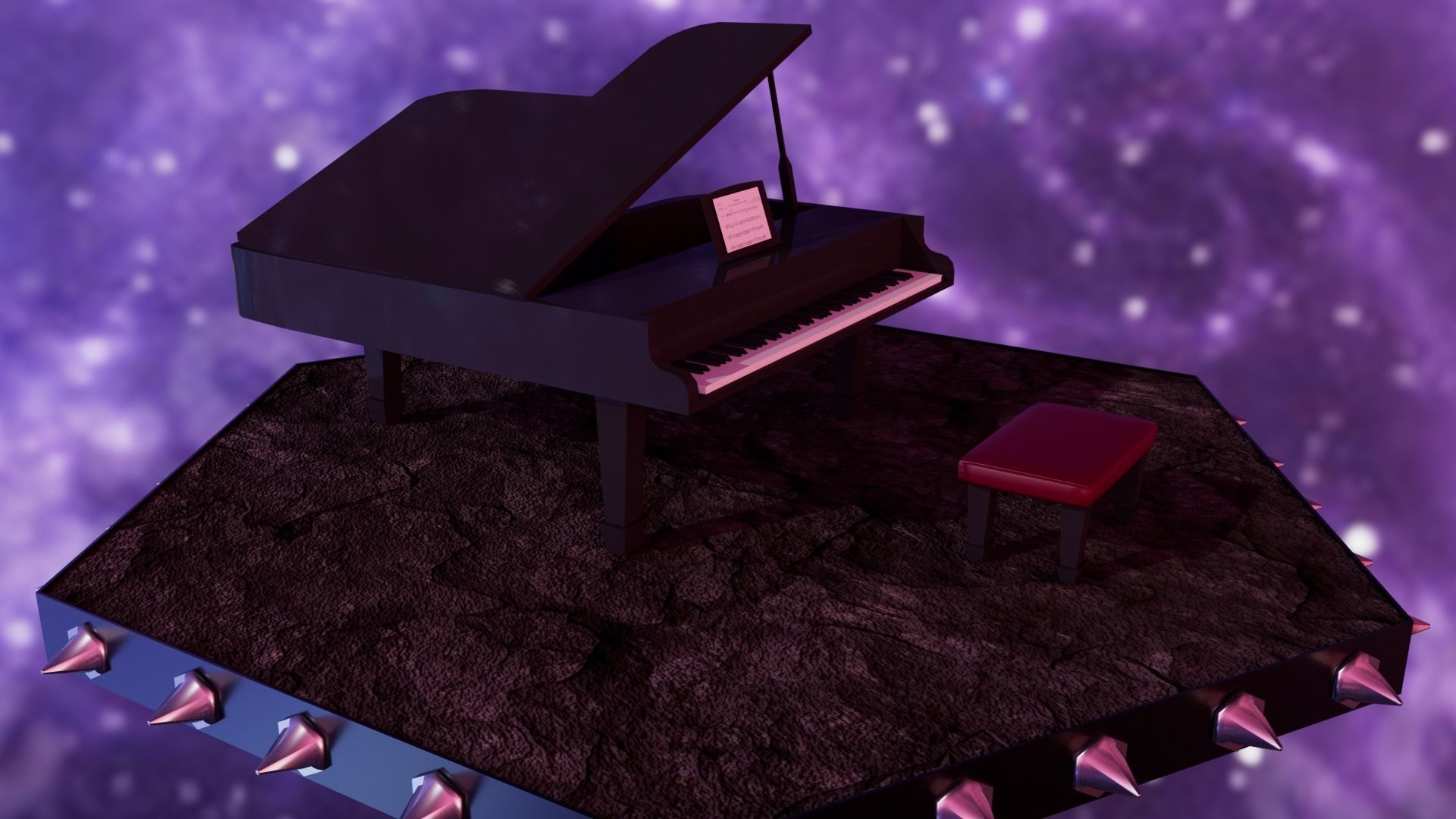 Piano Low-poly 3D model_8