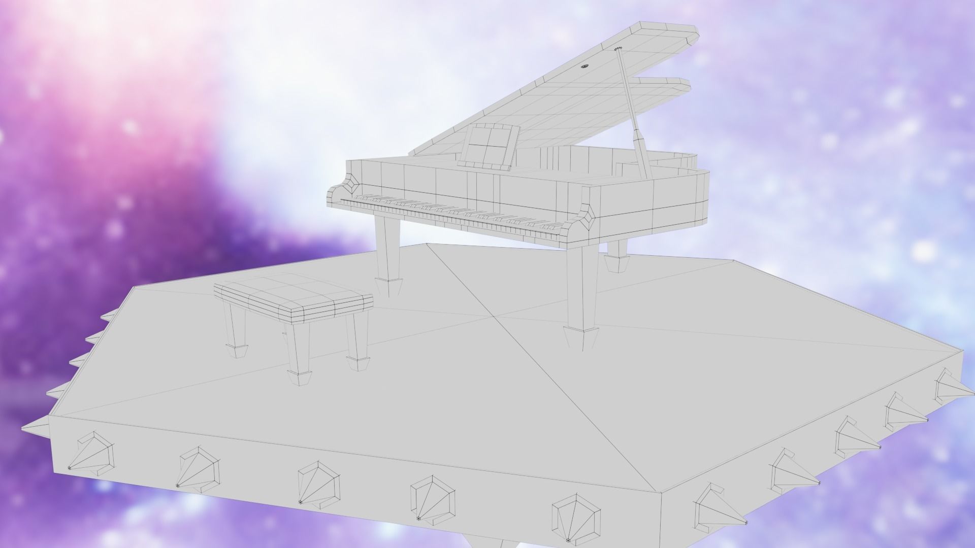 Piano Low-poly 3D model_49