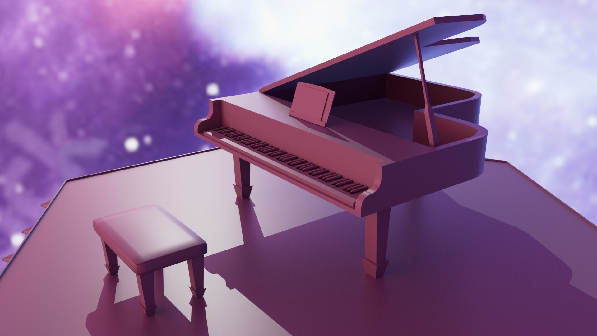 Piano Low-poly 3D model_29