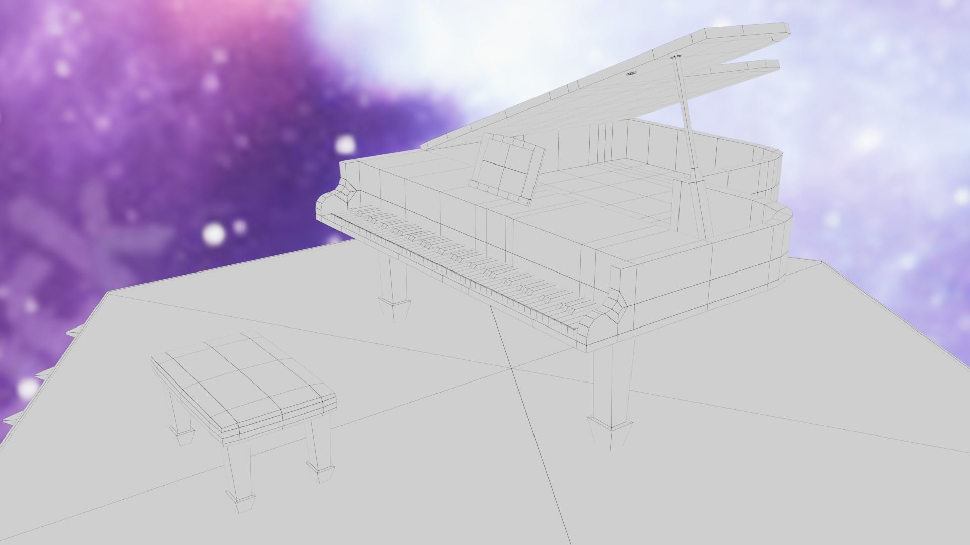 Piano Low-poly 3D model_48