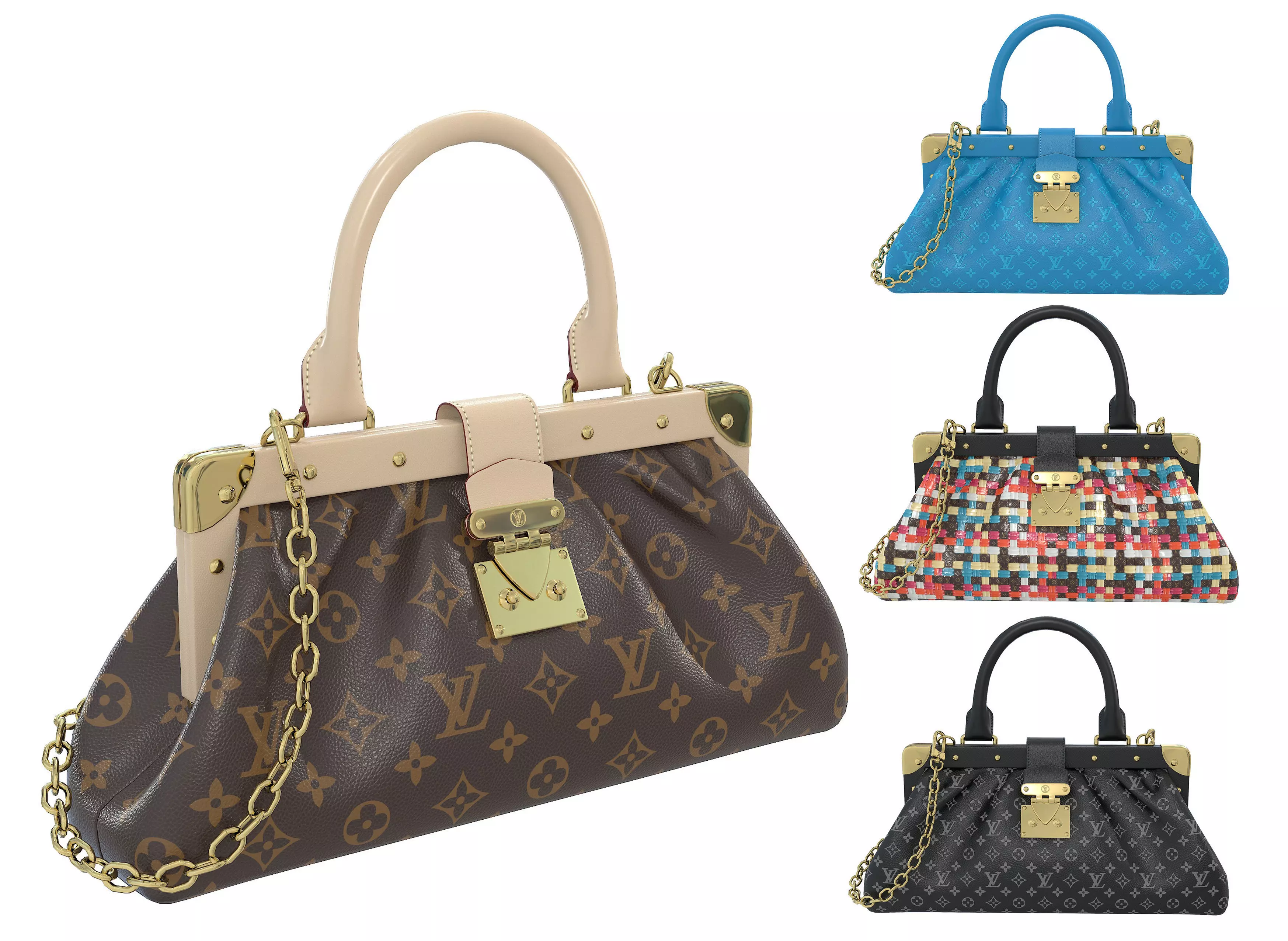 Louis Vuitton Monogram Clutch 3D Model Collection_0
