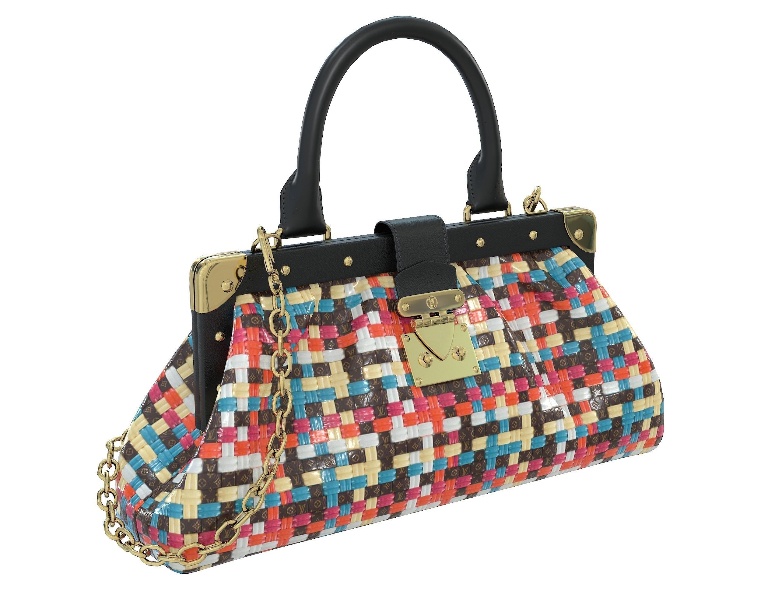 Louis Vuitton Monogram Clutch 3D Model Collection_2