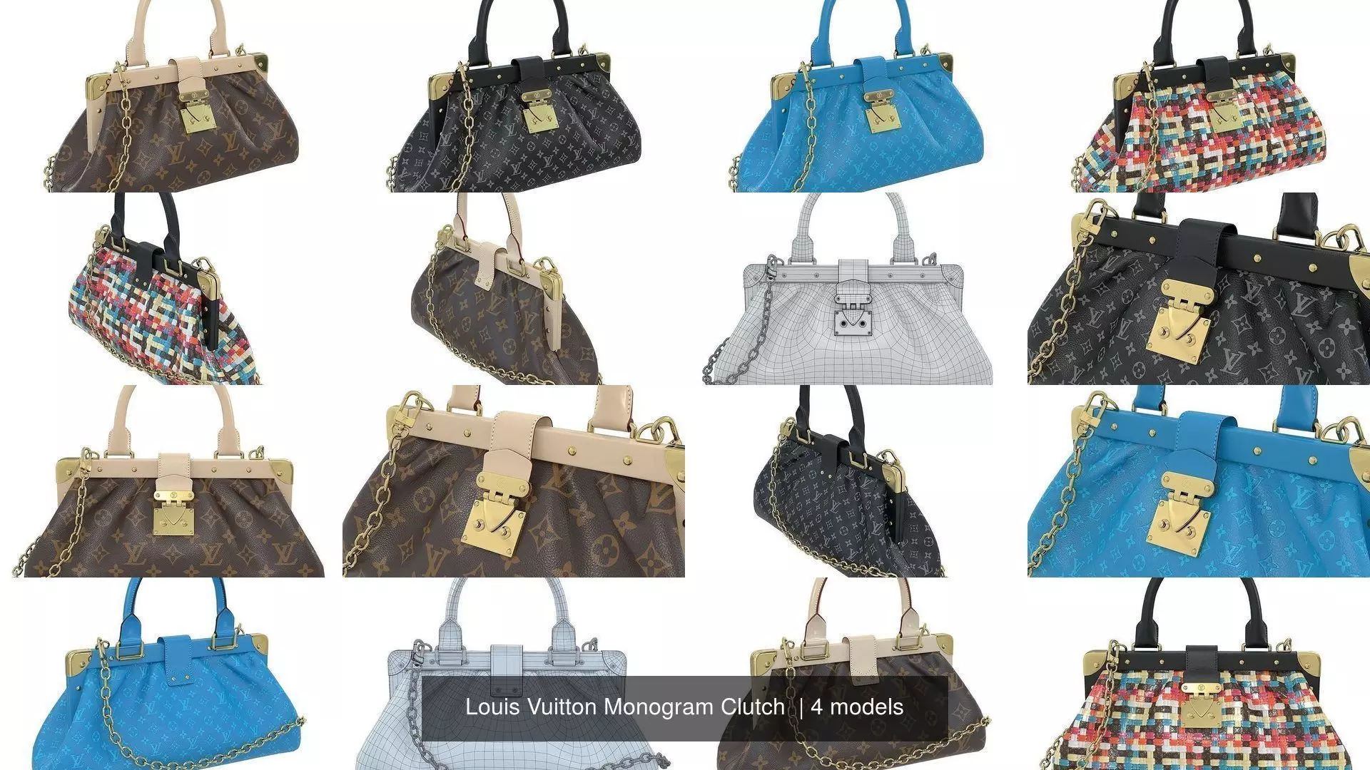 Louis Vuitton Monogram Clutch 3D Model Collection_1