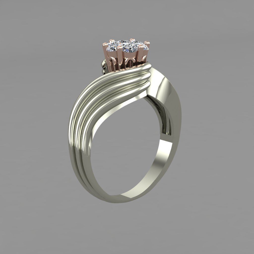 Invisible Halo setting Diamond Engagement Ring 3D Print Model 3D print model_5