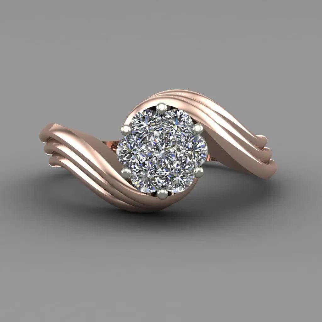 Invisible Halo setting Diamond Engagement Ring 3D Print Model 3D print model_0