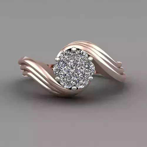 Invisible Halo setting Diamond Engagement Ring 3D Print Model