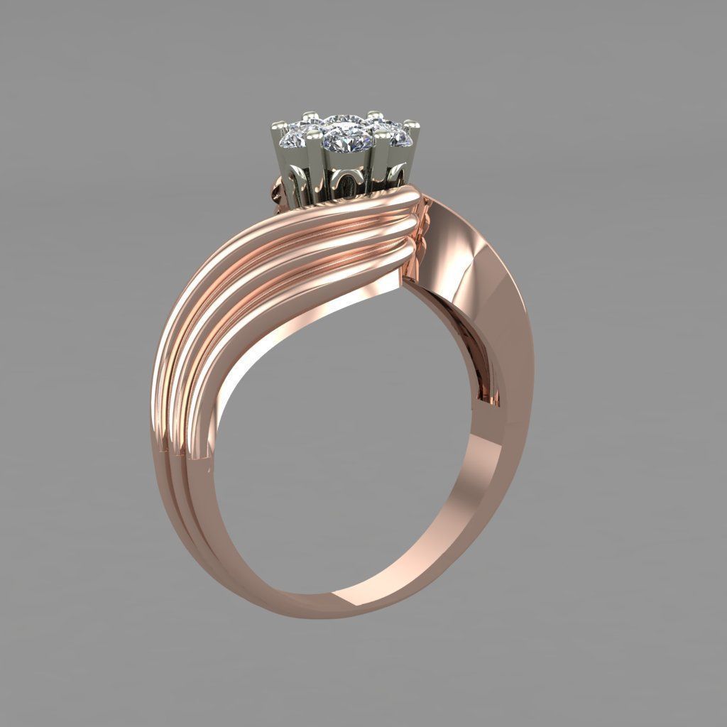 Invisible Halo setting Diamond Engagement Ring 3D Print Model 3D print model_1