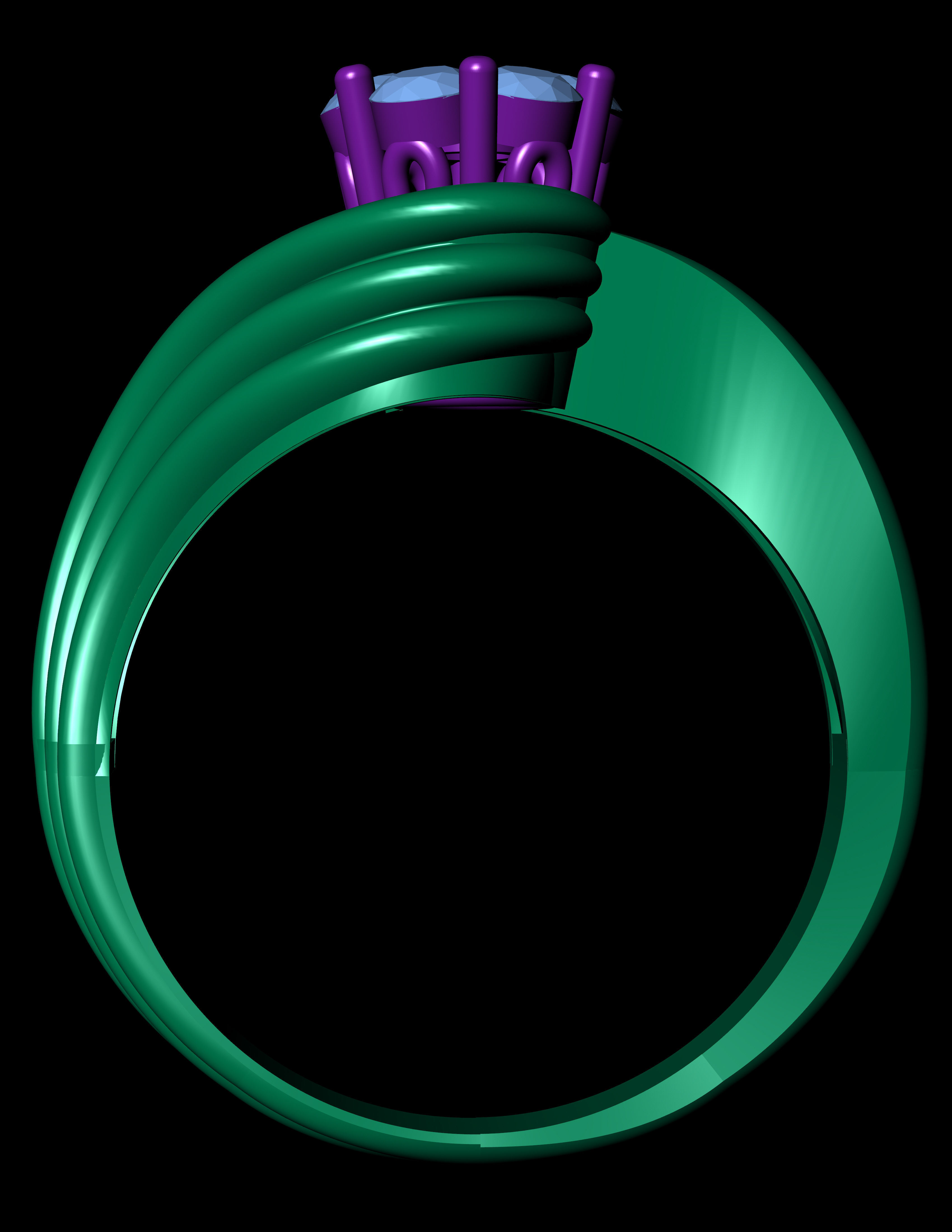 Invisible Halo setting Diamond Engagement Ring 3D Print Model 3D print model_11