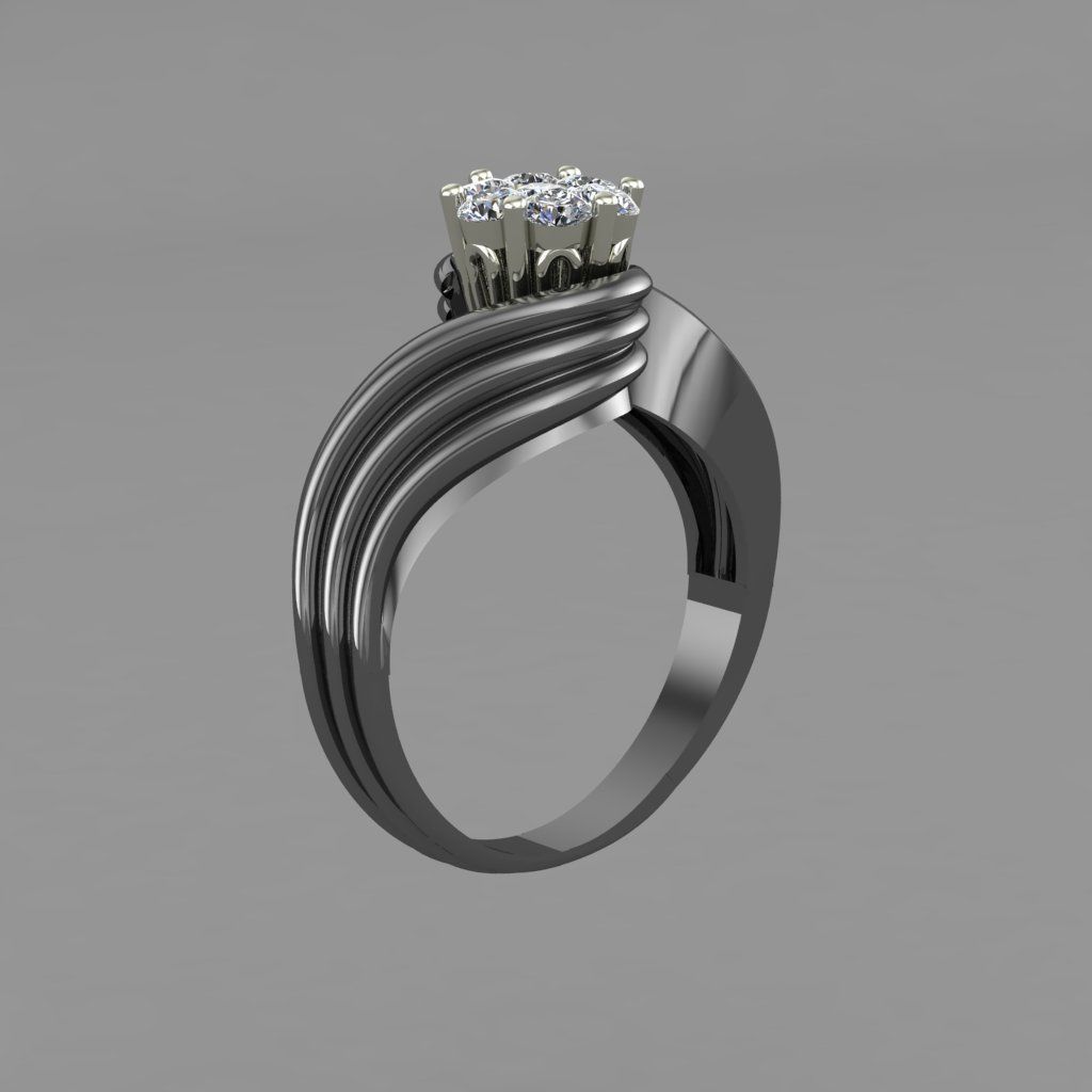 Invisible Halo setting Diamond Engagement Ring 3D Print Model 3D print model_7