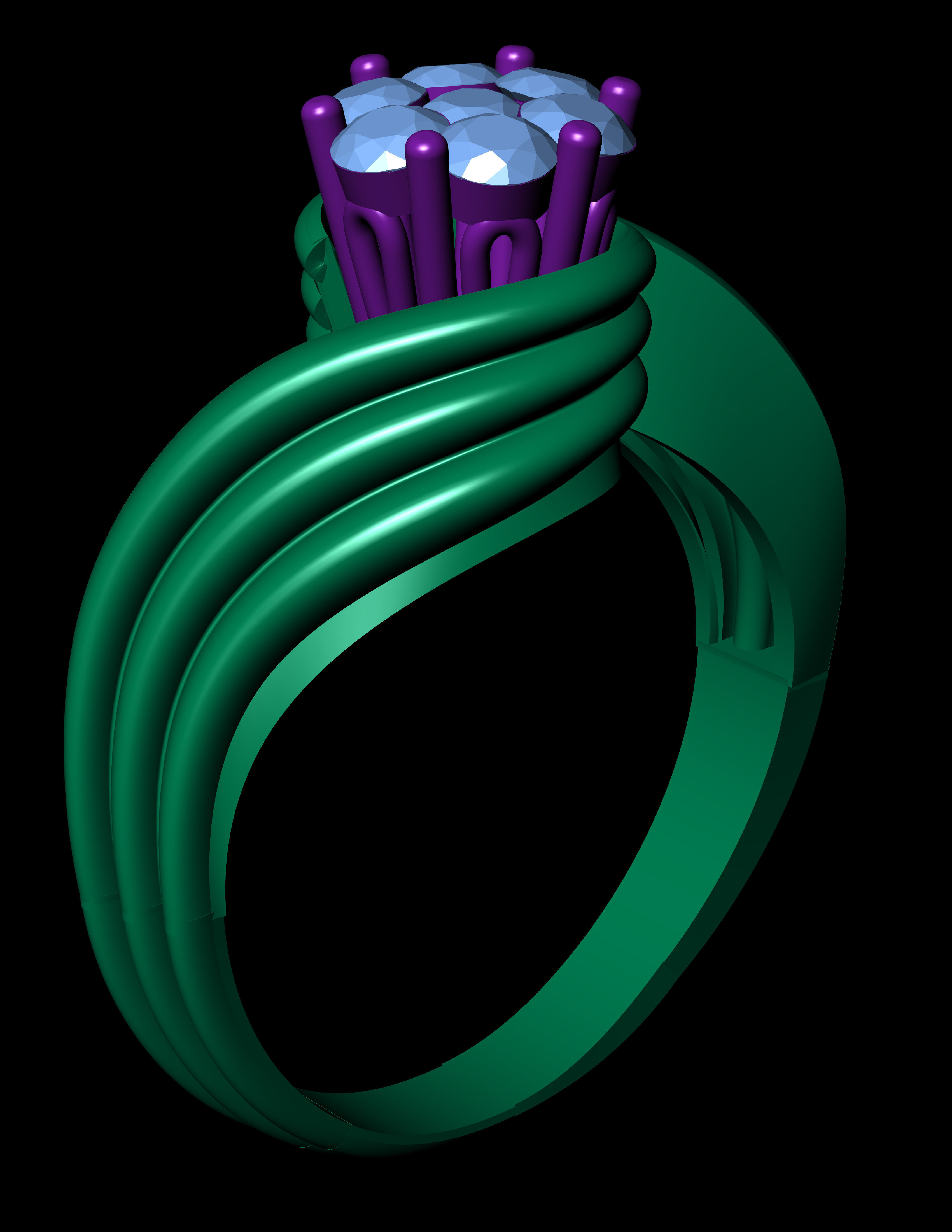 Invisible Halo setting Diamond Engagement Ring 3D Print Model 3D print model_10