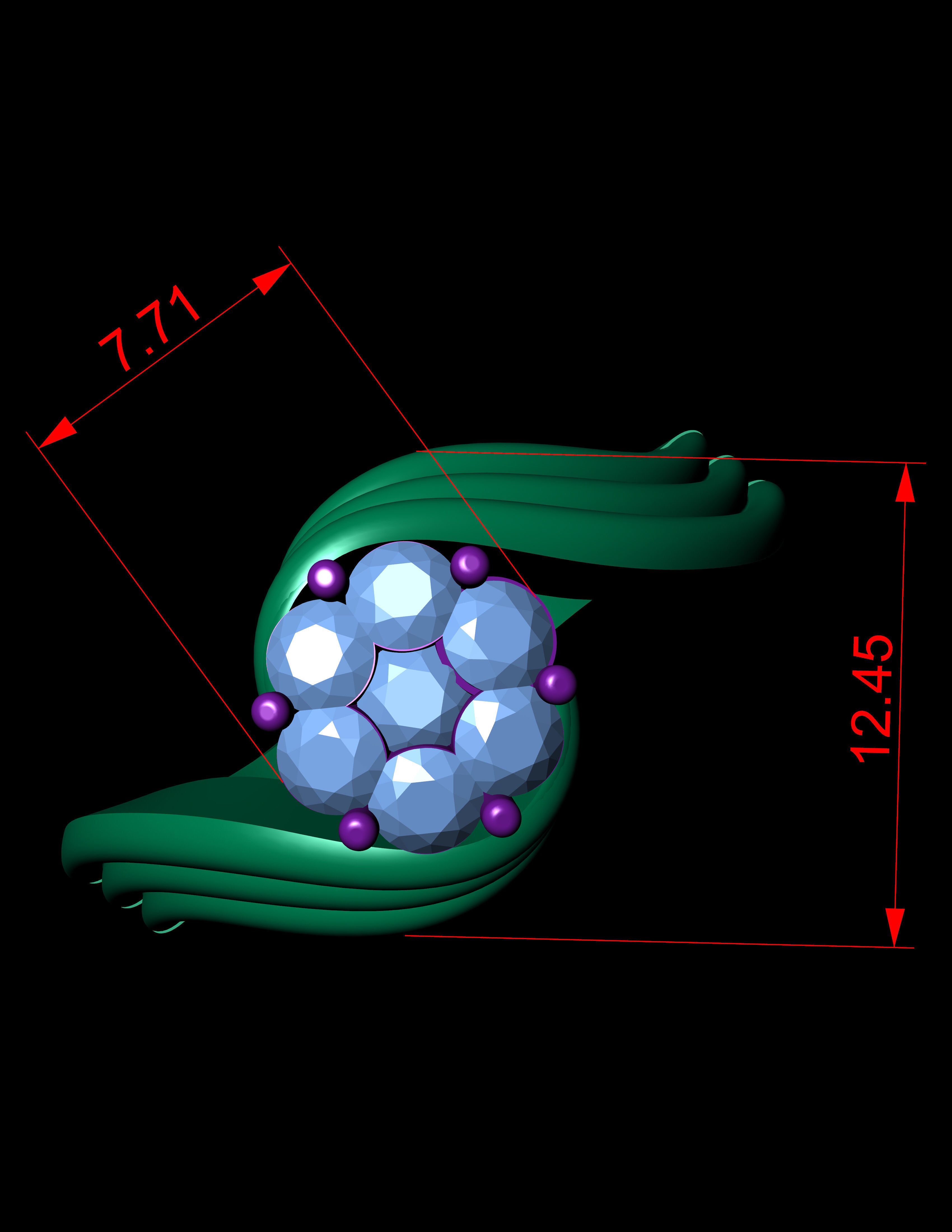 Invisible Halo setting Diamond Engagement Ring 3D Print Model 3D print model_9