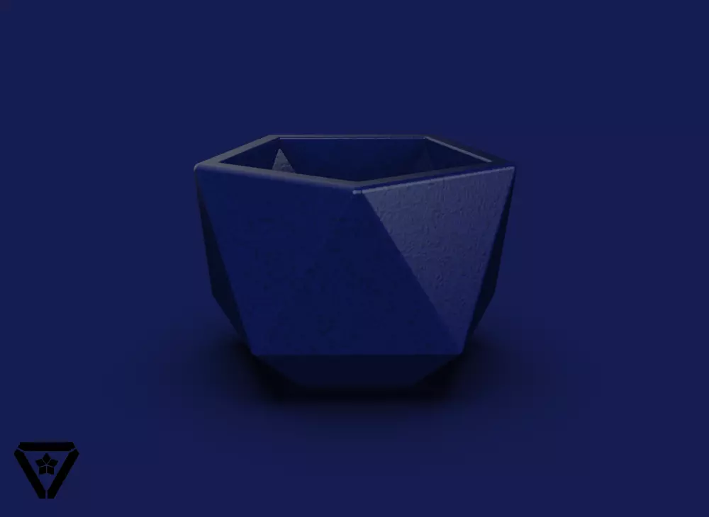 77 Facet Origami Geometric Flower Container  V18  Ryouko  3D print model_0