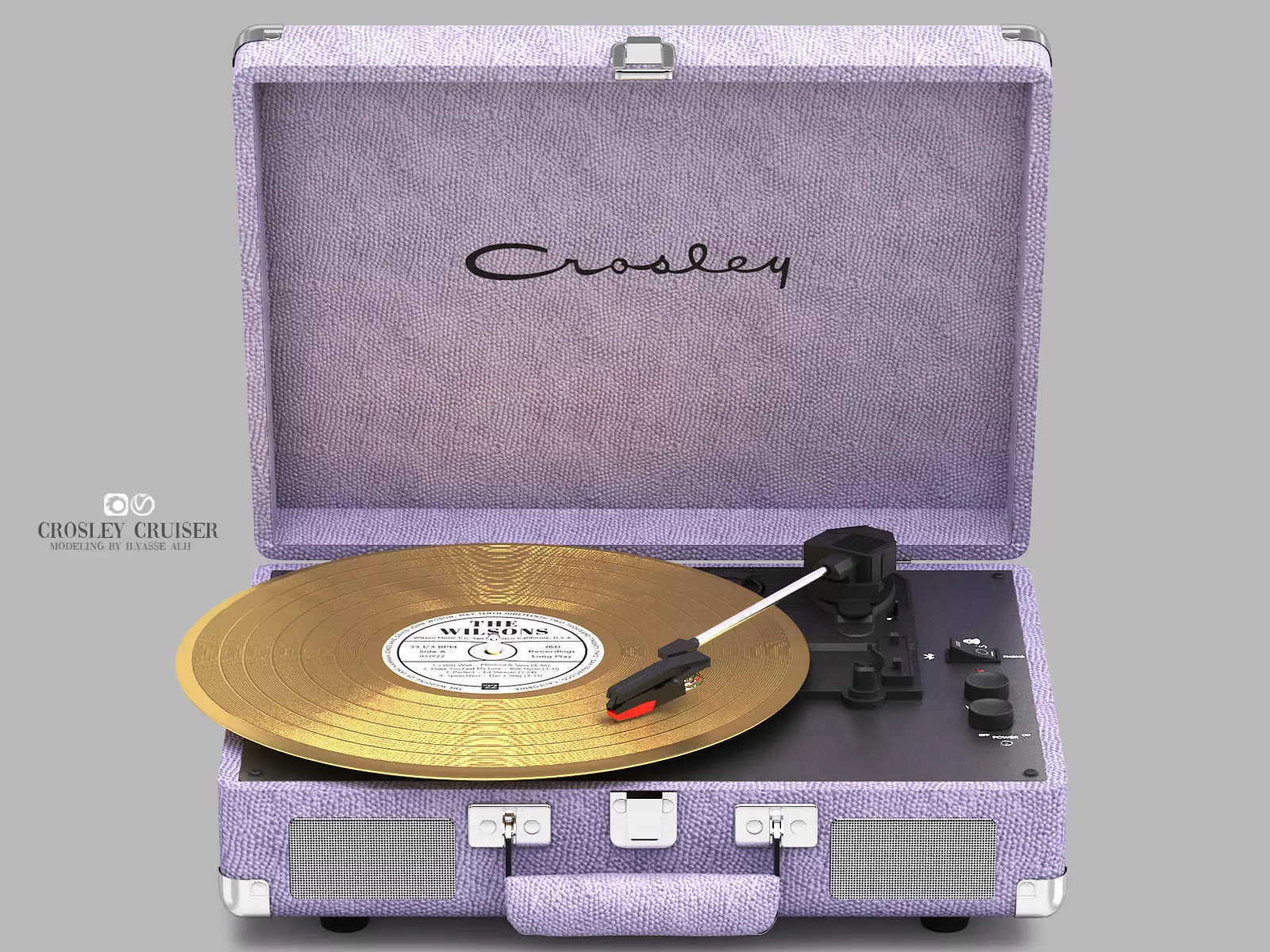 purple crosley cruiser deluxe record player 3D model