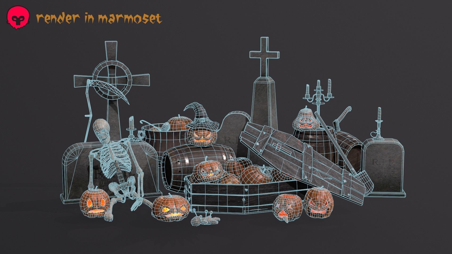 Halloween pack Low-poly 3D model_2