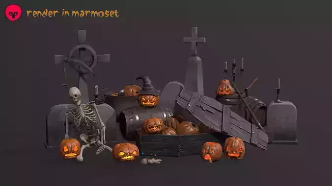 Halloween pack Low-poly 3D model