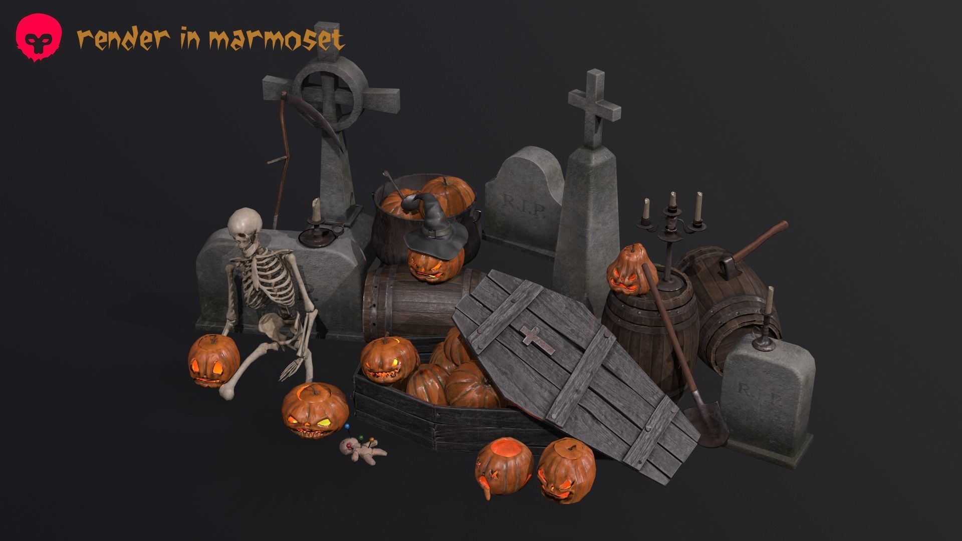 Halloween pack Low-poly 3D model_3