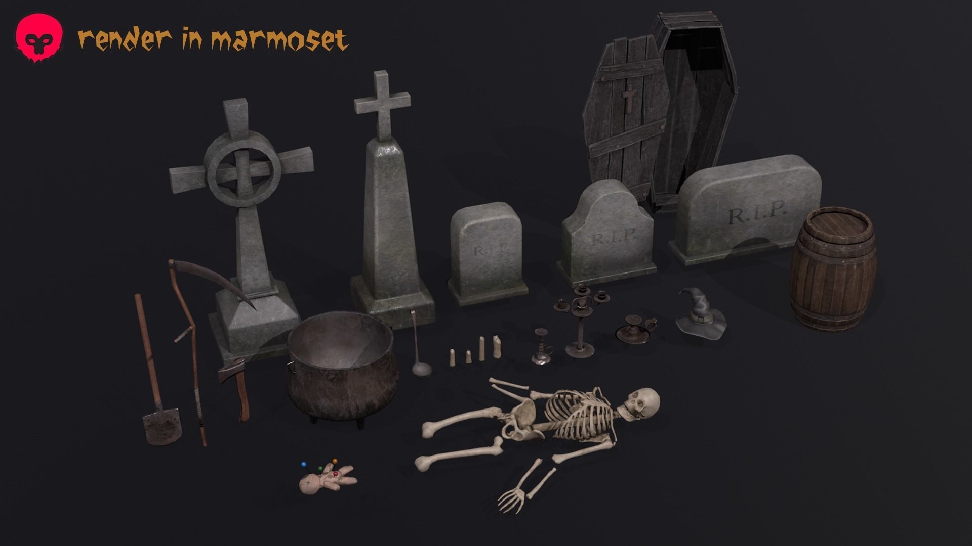 Halloween pack Low-poly 3D model_4