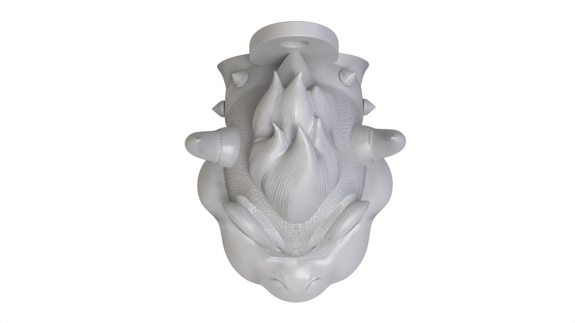 SCULPTED Bowser WALL KEYCHAIN HOLDER 3D print model_7