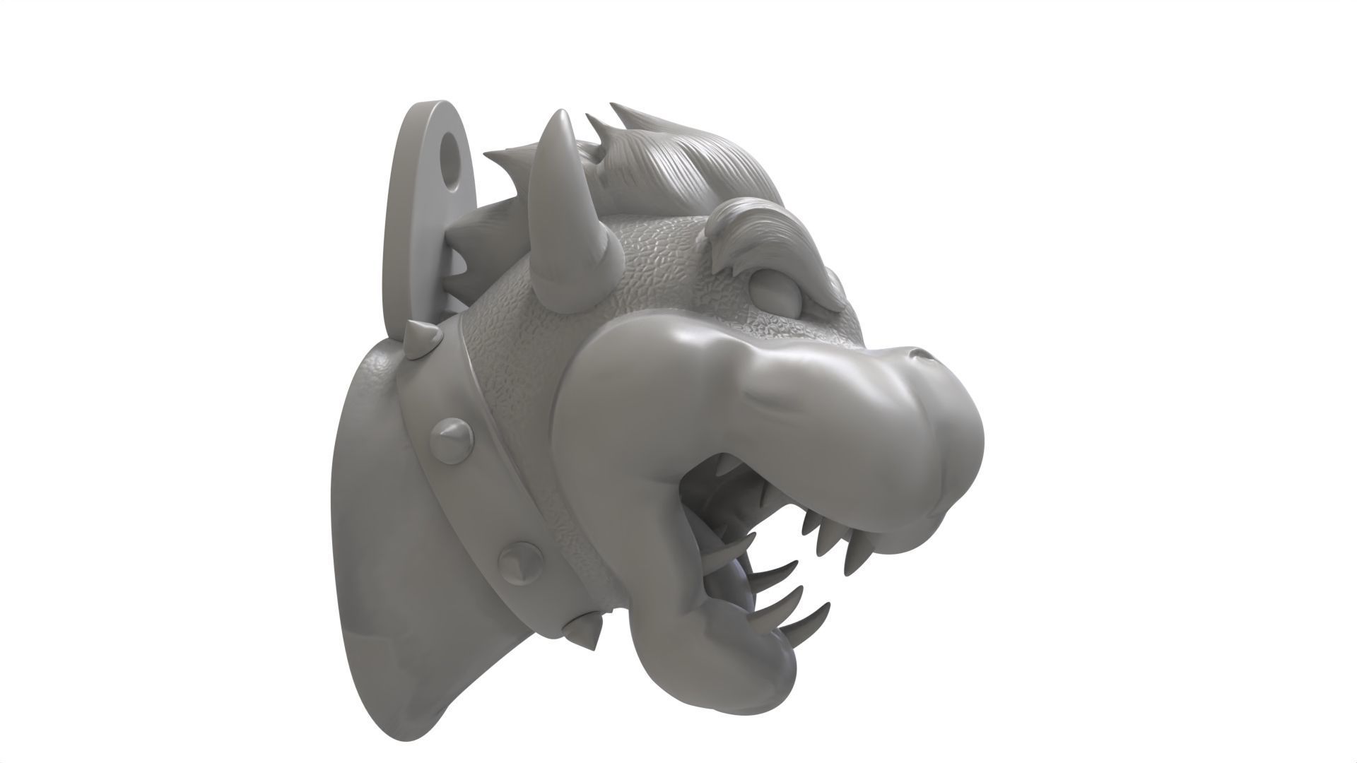 SCULPTED Bowser WALL KEYCHAIN HOLDER 3D print model_2