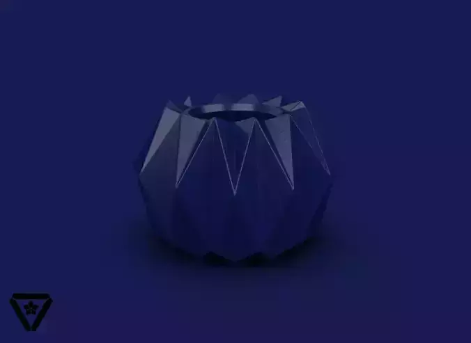 121 Facet Origami Geometric Bonsai Vase  V33  Chinami