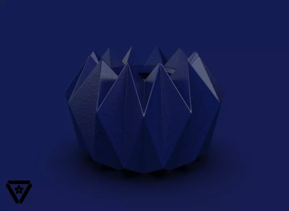 122 Facet Origami Geometric Bonsai Vase V34 Karin 3D print model_0