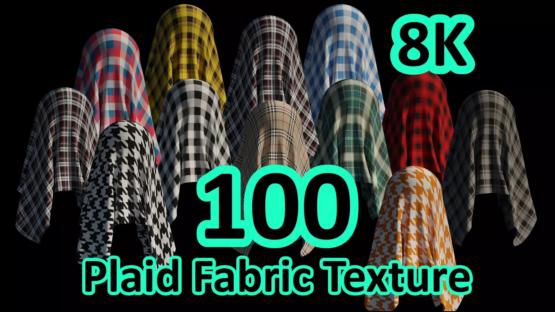 100 Plaid Fabric Texture Pack 8K Texture_0