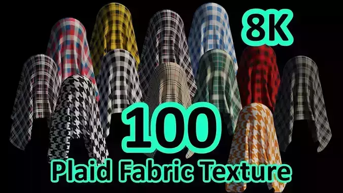 100 Plaid Fabric Texture Pack 8K