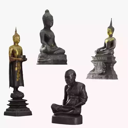 PSscanned Thai Buddha statue Pack 1 Low-poly 3D model