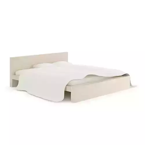 Light Wooden Bed with Pillows