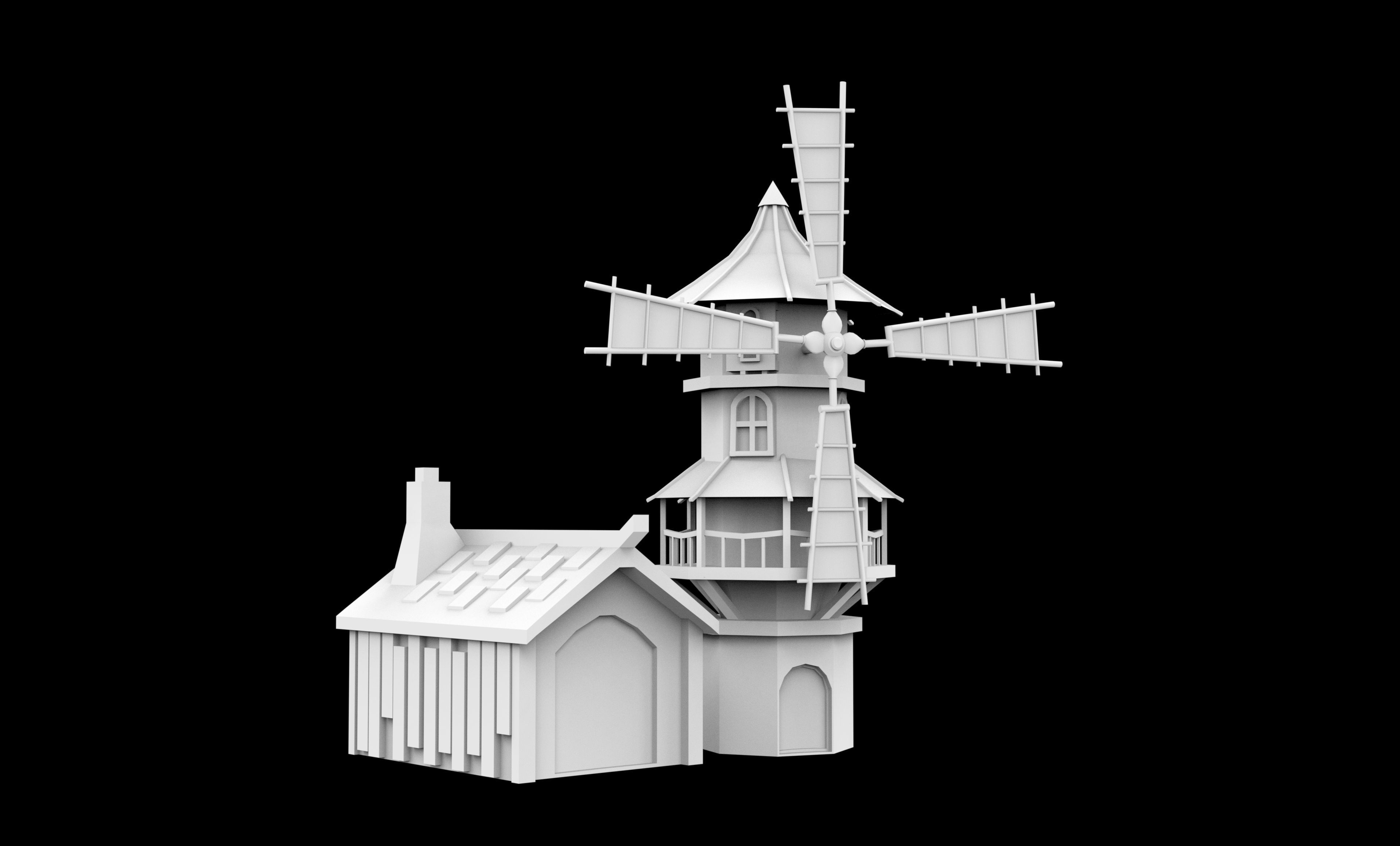 windmill Low-poly 3D model_2