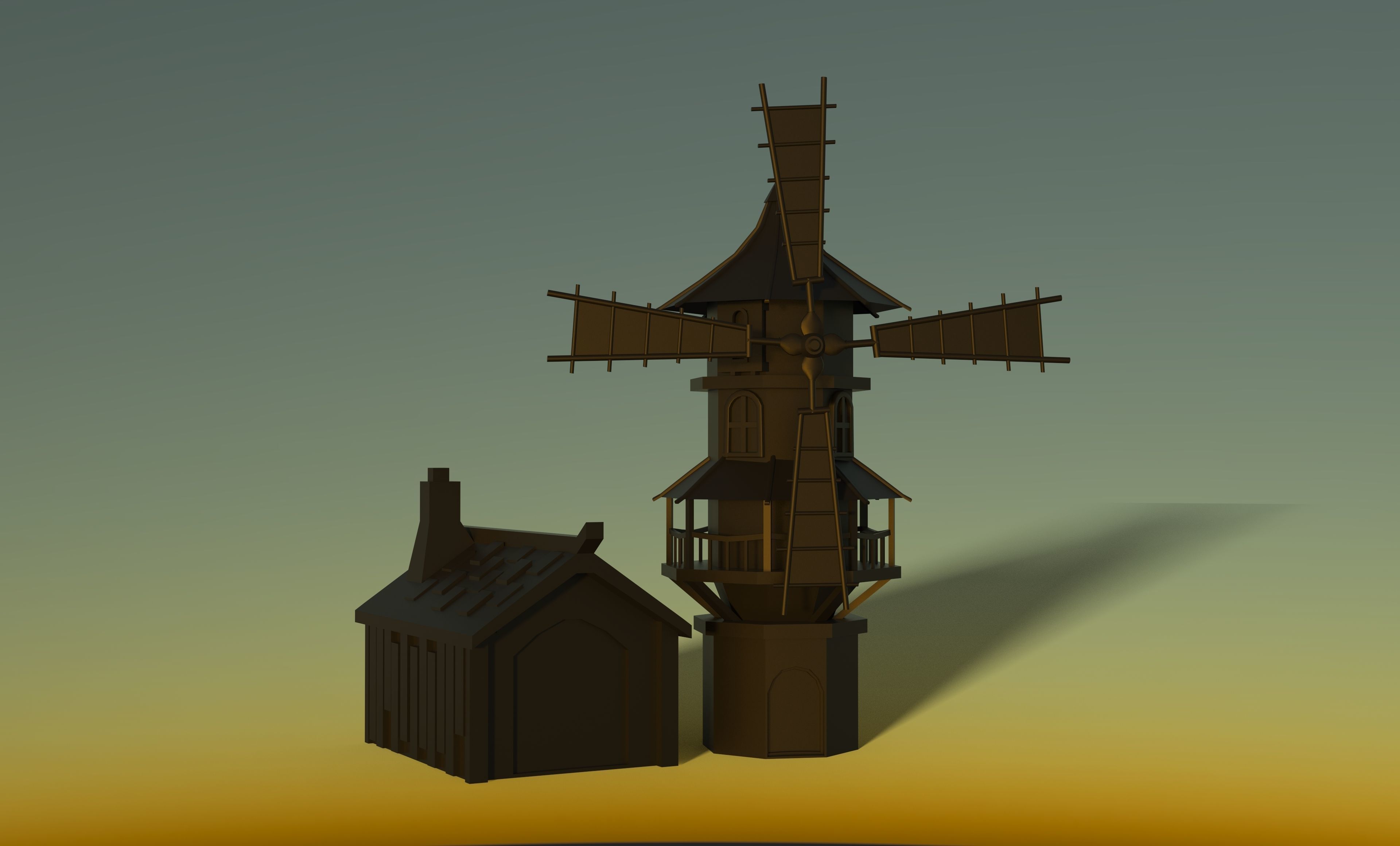 windmill Low-poly 3D model_5