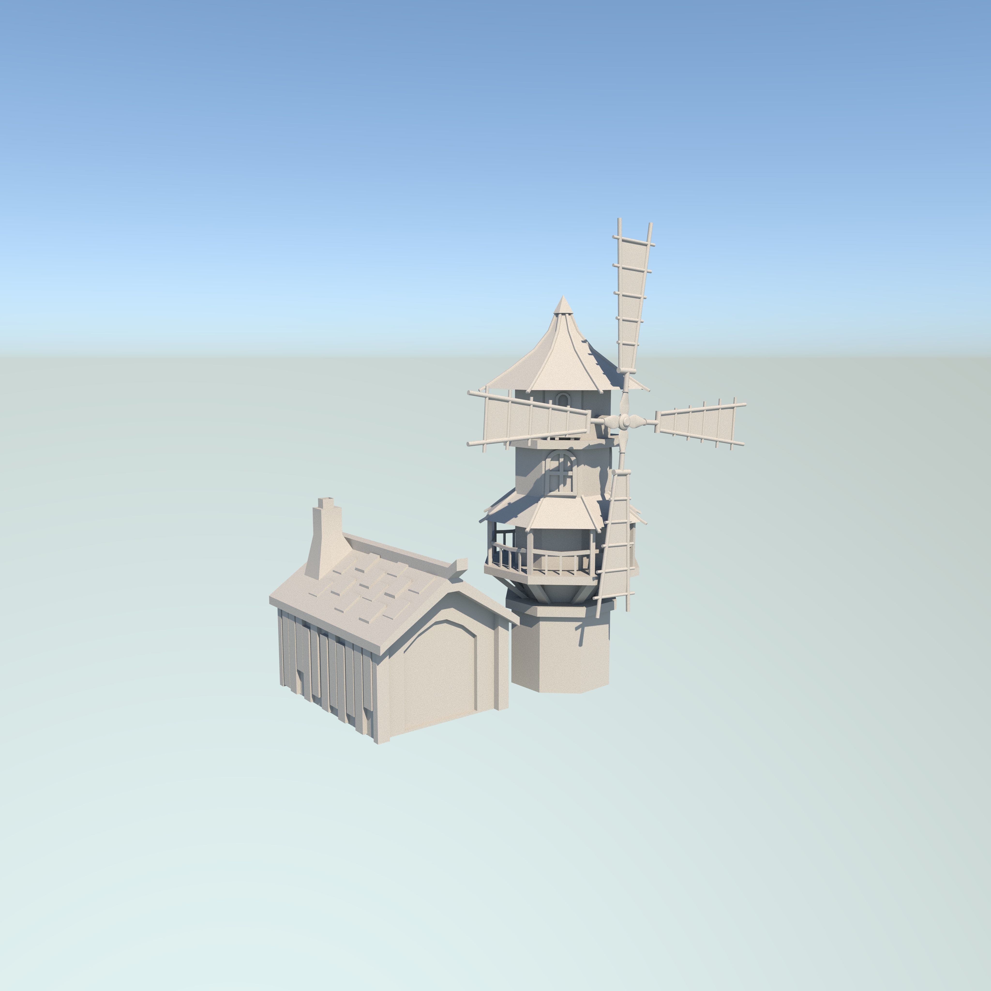 windmill Low-poly 3D model_3