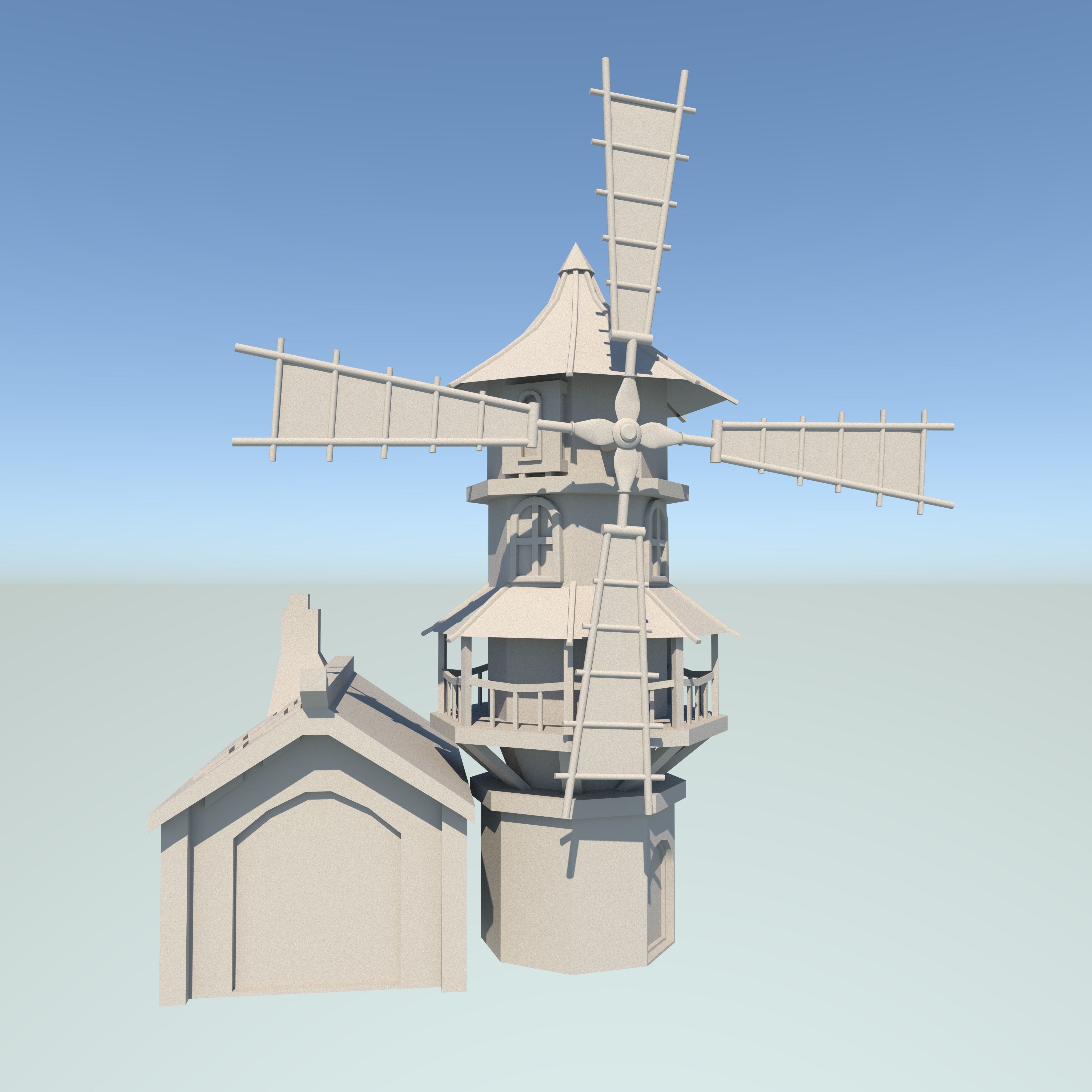 windmill Low-poly 3D model_4
