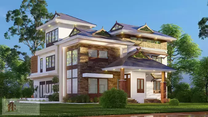 modern traditional house design 3D model