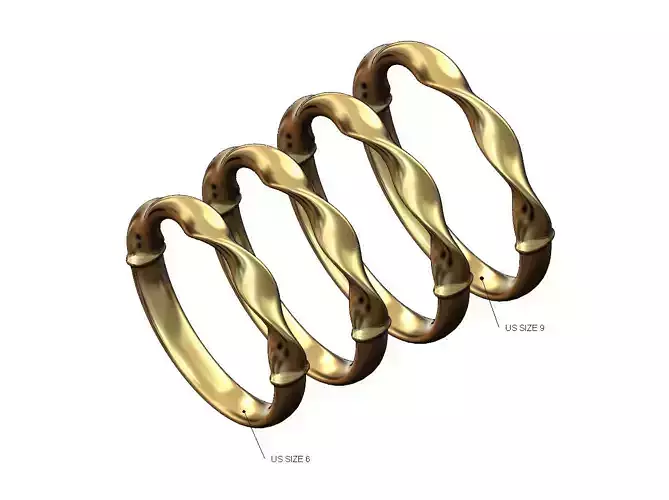 Double Twisted oval section stacker band US sizes 6to9